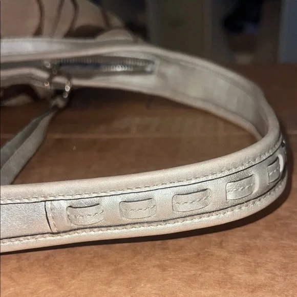 Coach Gold and Silver Monogram Hobo Y2K 2000s Pleated Shoulder Bag - Picture 5 of 11